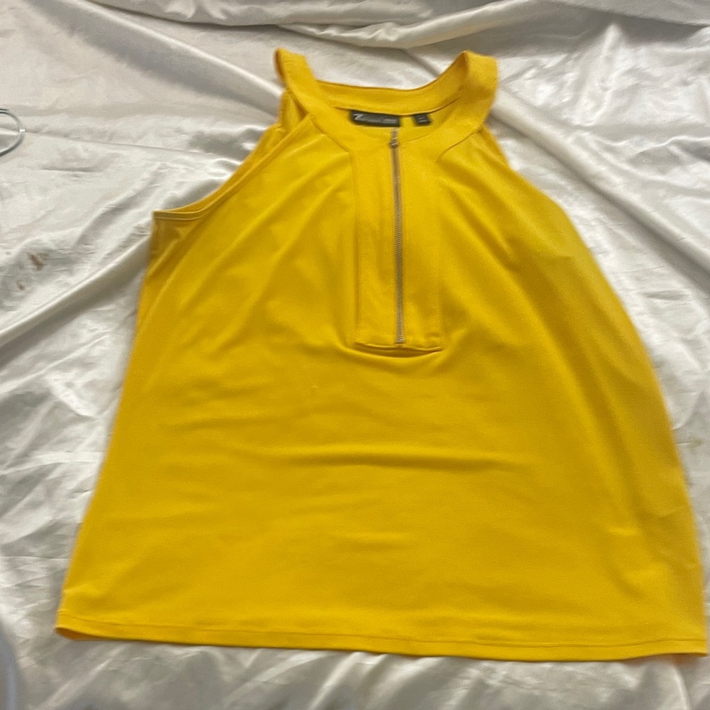 New York & Company Yellow Sleeveless Blouse